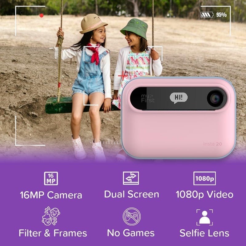My First New Camera Insta 20 - Instant Print Digital Camera for Kids with 16MP Photos 1080P, 4-12 Years Old Girl Gift Ideas, Thermal Printing No Ink, Support Micro SD Card (Cotton Candy) - Image 4